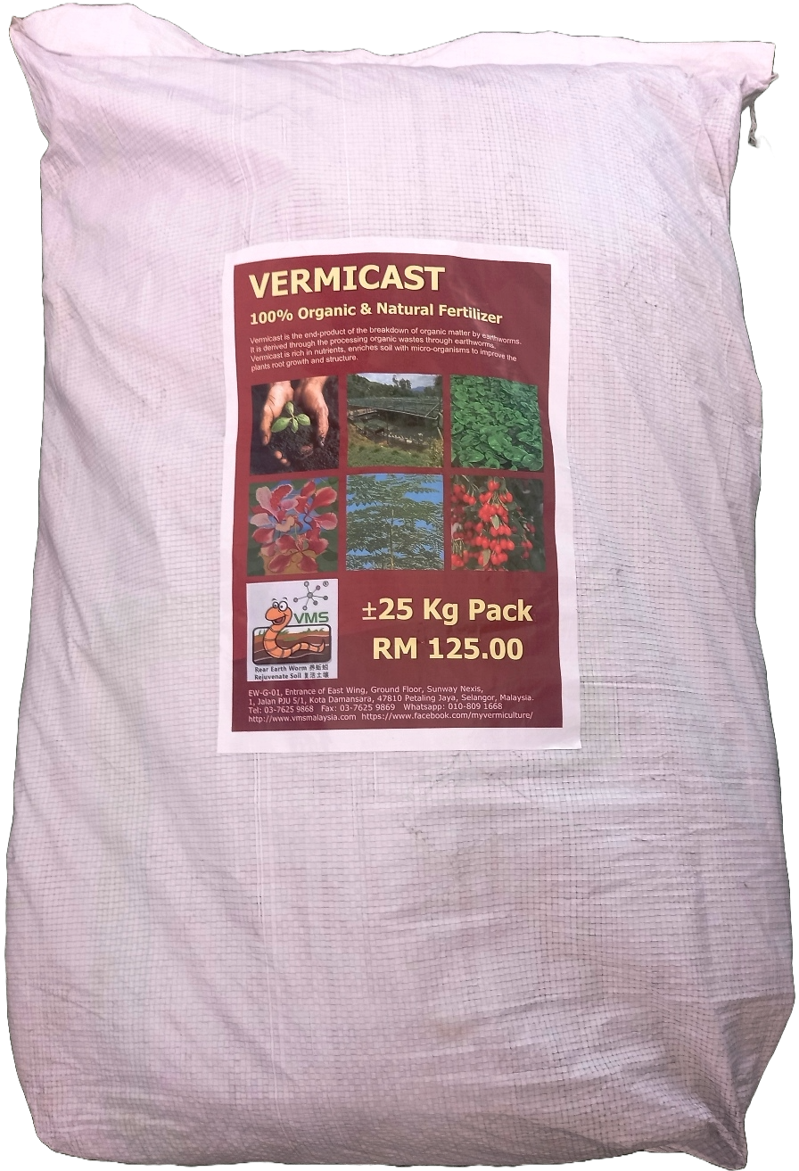 Vermicast 100% Organic & Natural Fertilizer 25 Kg Pack